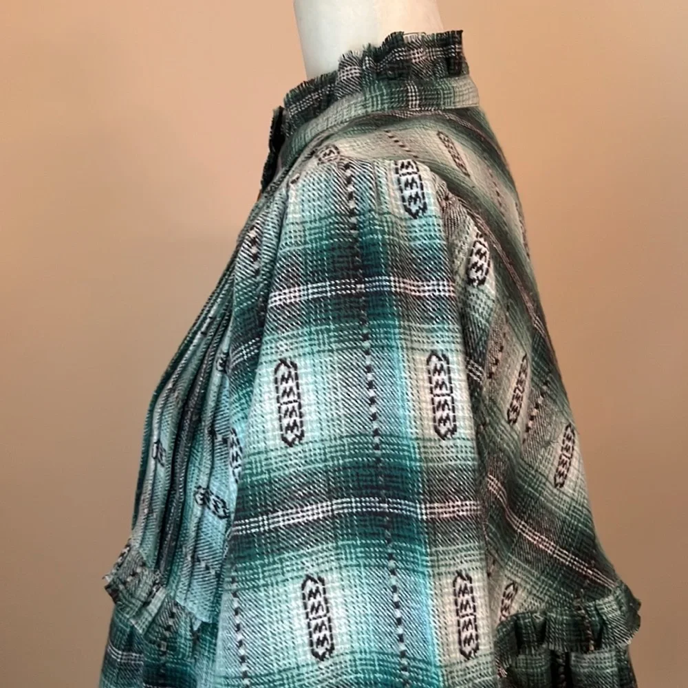 Free People Redwood Flannel Mini Dress Green - Picture 8 of 16